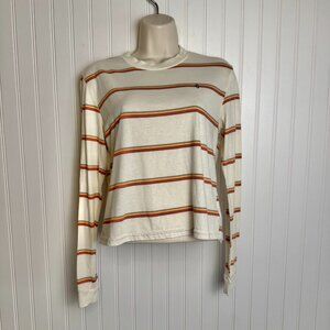Volcam striped long sleeve crop top womens size XS G10